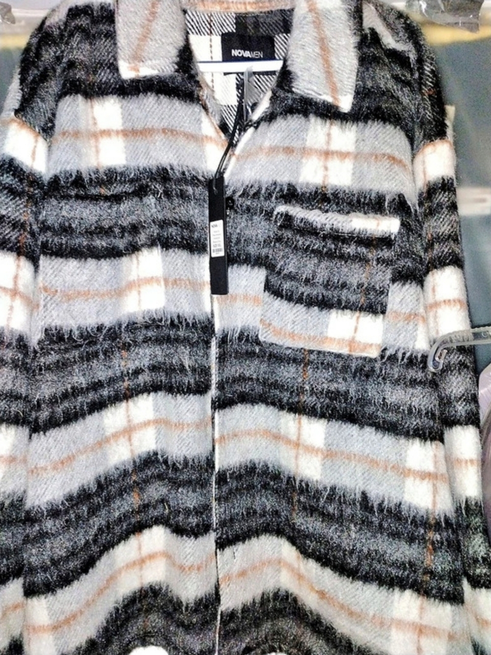 NOVAMEN Move Up Plaid Shacket Black & White XXL
